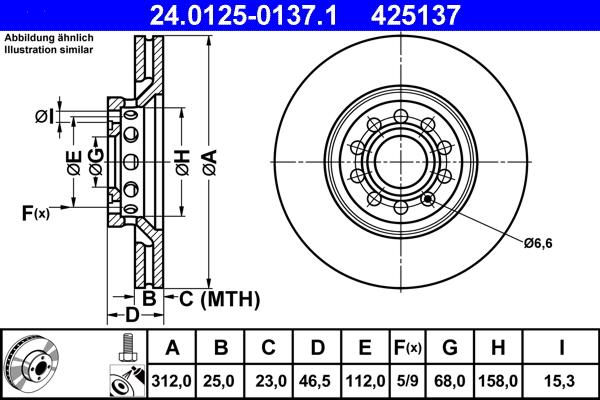 ATE 24.0125-0137.1 - Brake Disc autospares.lv