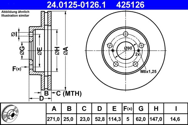 ATE 24.0125-0126.1 - Brake Disc autospares.lv