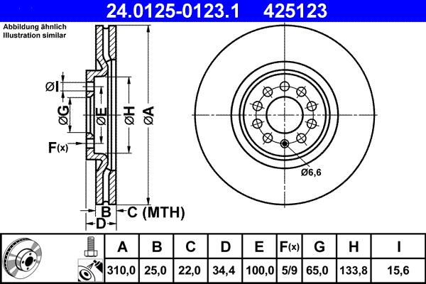 ATE 24.0125-0123.1 - Brake Disc autospares.lv