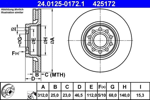 ATE 24.0125-0172.1 - Brake Disc autospares.lv