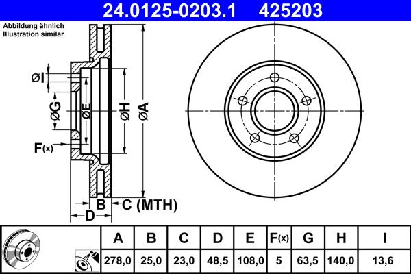 ATE 24.0125-0203.1 - Brake Disc autospares.lv