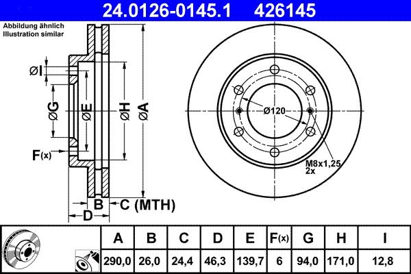 ATE 24.0126-0145.1 - Brake Disc autospares.lv