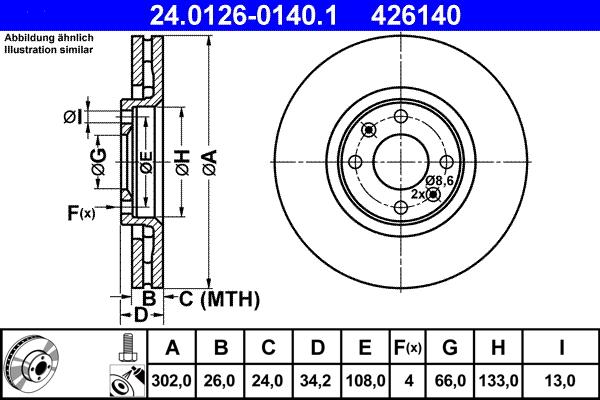 ATE 24.0126-0140.1 - Brake Disc autospares.lv