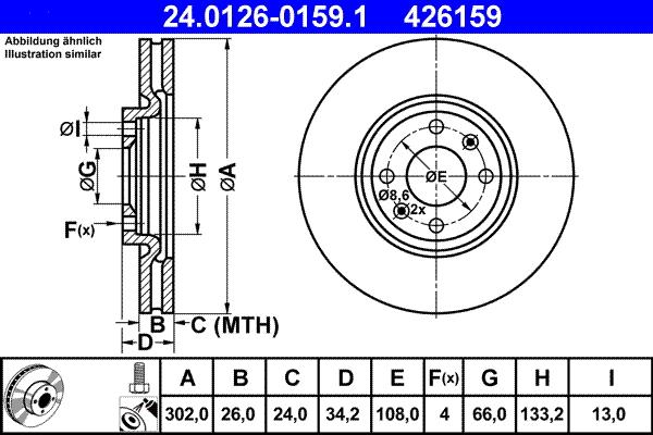 ATE 24.0126-0159.1 - Brake Disc autospares.lv