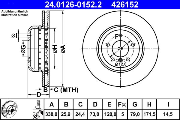 ATE 24.0126-0152.2 - Brake Disc autospares.lv