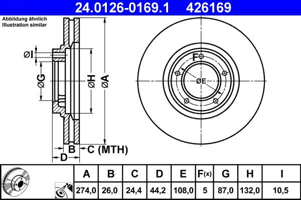 ATE 24.0126-0169.1 - Brake Disc autospares.lv