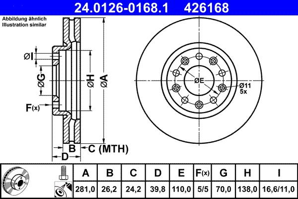 ATE 24.0126-0168.1 - Brake Disc autospares.lv