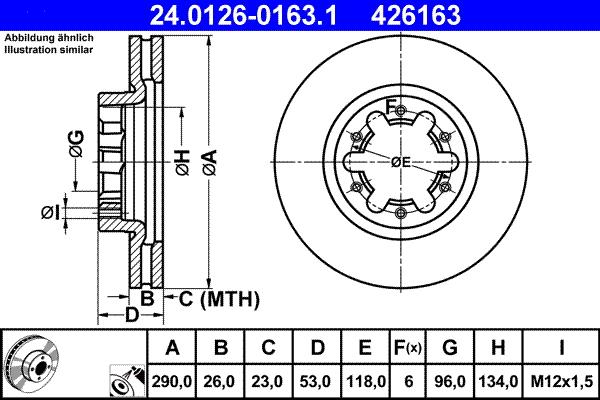 ATE 24.0126-0163.1 - Brake Disc autospares.lv