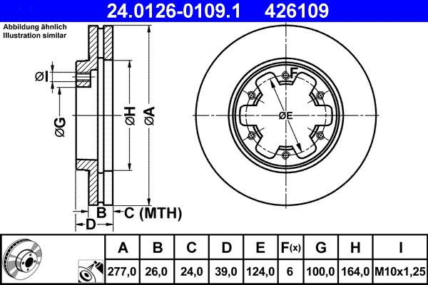 ATE 24.0126-0109.1 - Brake Disc autospares.lv