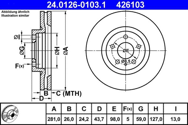 ATE 24.0126-0103.1 - Brake Disc autospares.lv