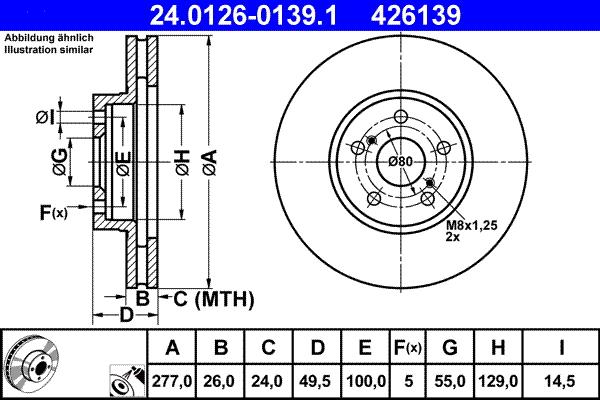 ATE 24.0126-0139.1 - Brake Disc autospares.lv