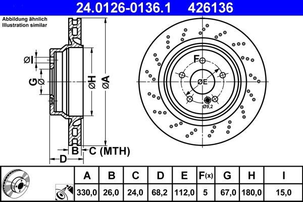 ATE 24.0126-0136.1 - Brake Disc autospares.lv