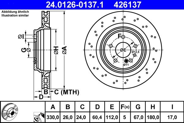 ATE 24.0126-0137.1 - Brake Disc autospares.lv