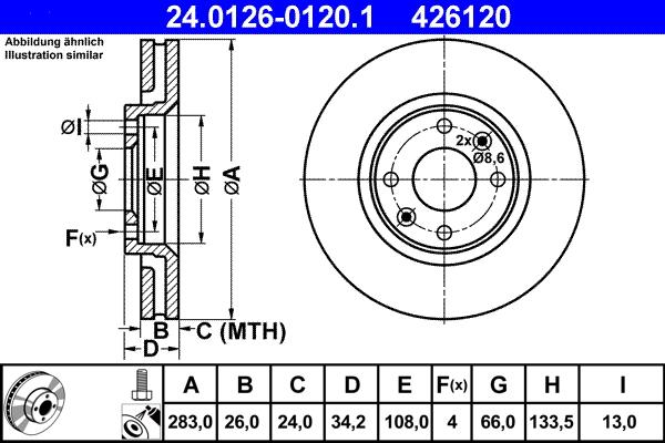 ATE 24.0126-0120.1 - Brake Disc autospares.lv