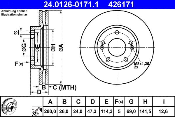 ATE 24.0126-0171.1 - Brake Disc autospares.lv