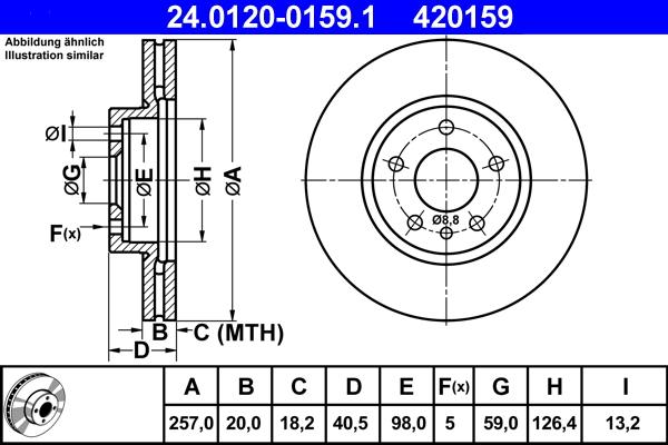 ATE 24.0120-0159.1 - Brake Disc autospares.lv