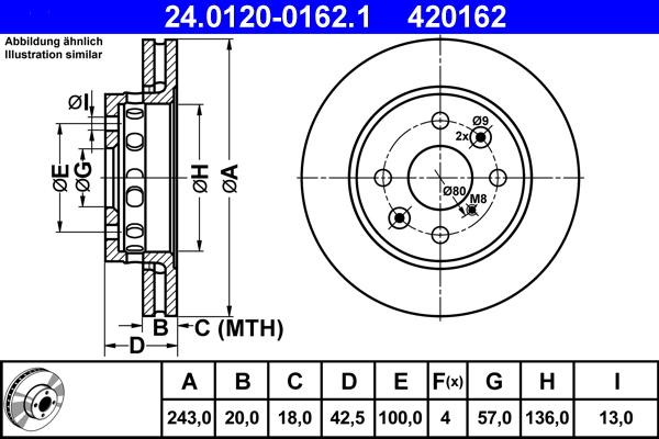 ATE 24.0120-0162.1 - Brake Disc autospares.lv