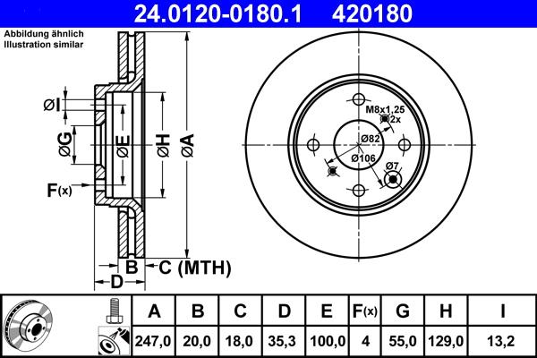 ATE 24.0120-0180.1 - Brake Disc autospares.lv