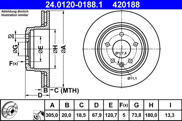 ATE 24.0120-0188.1 - Brake Disc autospares.lv