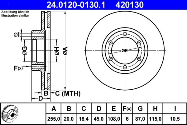 ATE 24.0120-0130.1 - Brake Disc autospares.lv