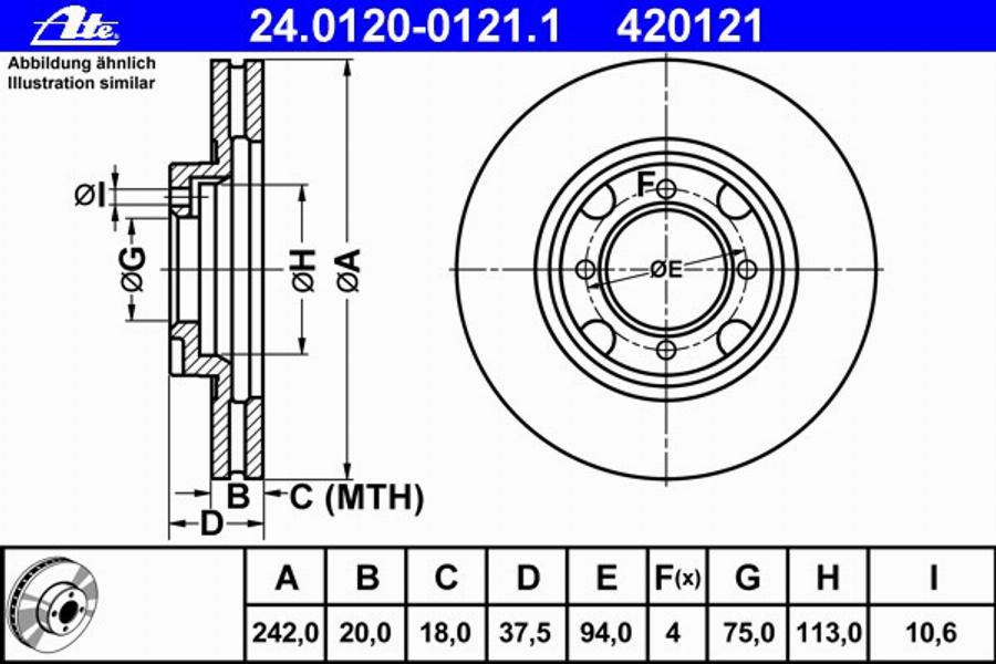 ATE 24012001211 - Brake Disc autospares.lv