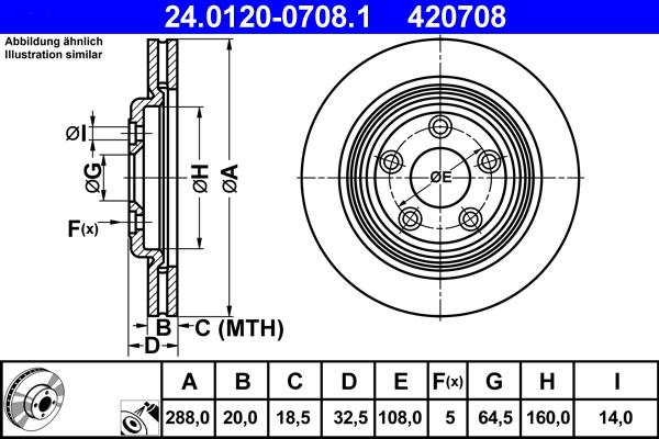 ATE 24.0120-0708.1 - Brake Disc autospares.lv