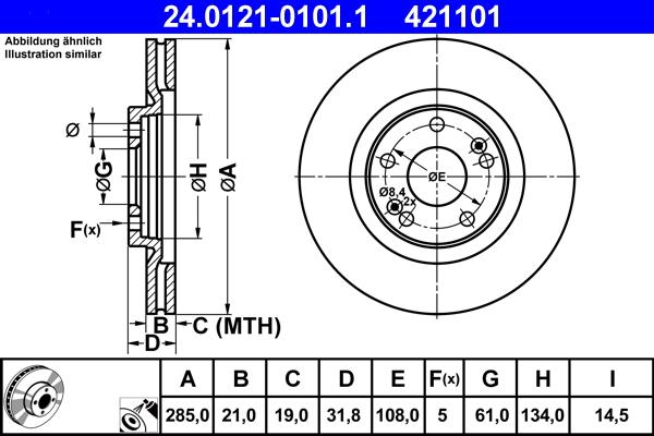 ATE 24.0121-0101.1 - Brake Disc autospares.lv