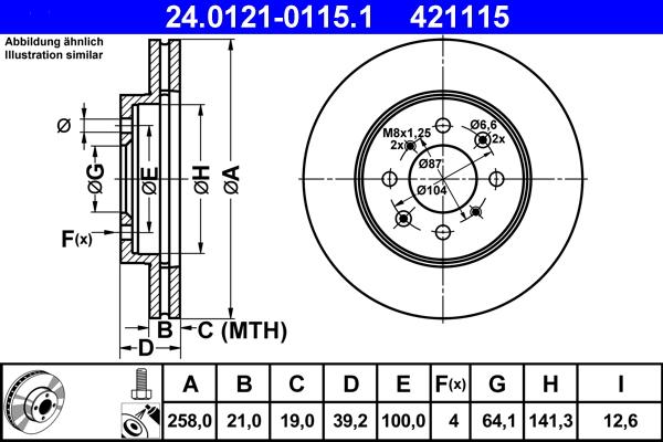 ATE 24.0121-0115.1 - Brake Disc autospares.lv