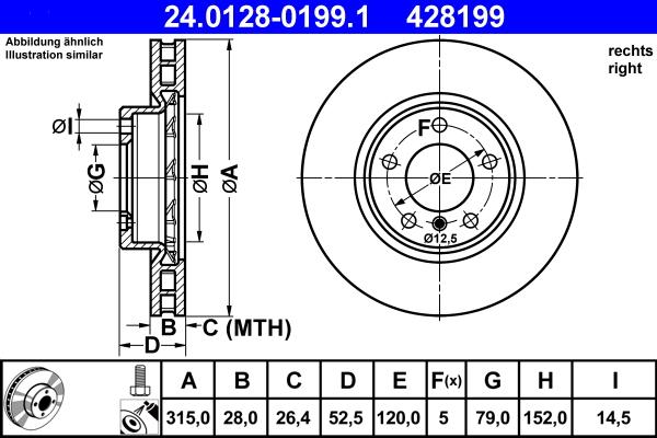 ATE 24.0128-0199.1 - Brake Disc autospares.lv