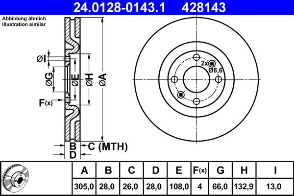 ATE 24.0128-0143.1 - Brake Disc autospares.lv