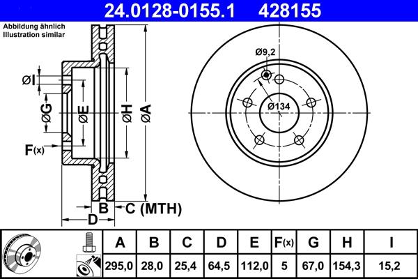 ATE 24.0128-0155.1 - Brake Disc autospares.lv