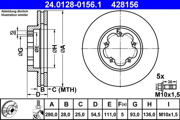 ATE 24.0128-0156.1 - Brake Disc autospares.lv