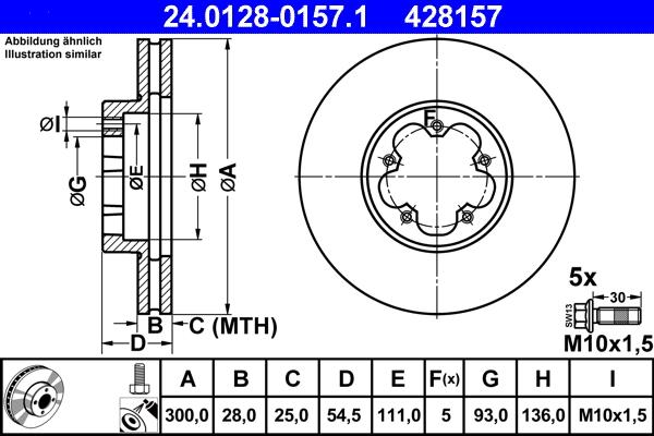 ATE 24.0128-0157.1 - Brake Disc autospares.lv