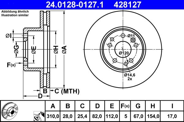 ATE 24.0128-0127.1 - Brake Disc autospares.lv