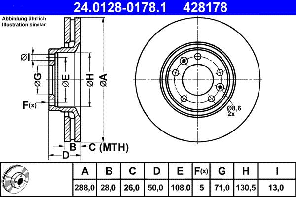 ATE 24.0128-0178.1 - Brake Disc autospares.lv