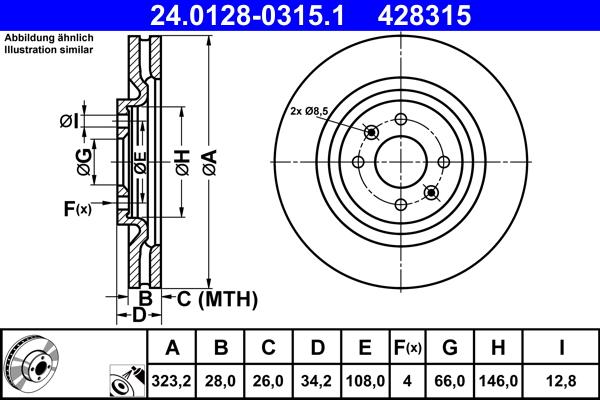 ATE 24.0128-0315.1 - Brake Disc autospares.lv