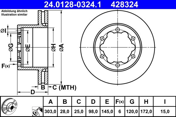 ATE 24.0128-0324.1 - Brake Disc autospares.lv