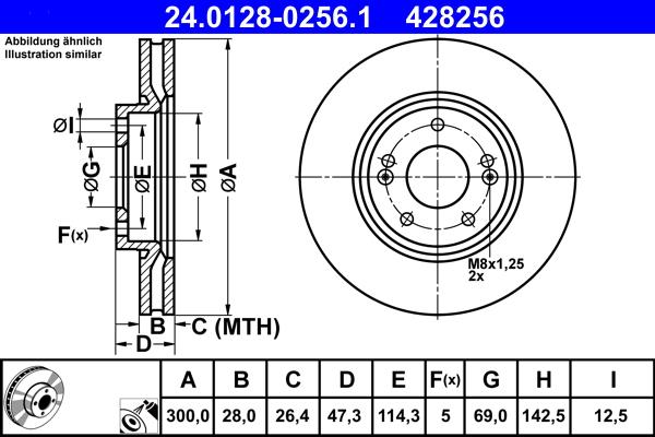 ATE 24.0128-0256.1 - Brake Disc autospares.lv