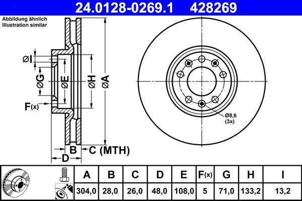 ATE 24.0128-0269.1 - Brake Disc autospares.lv