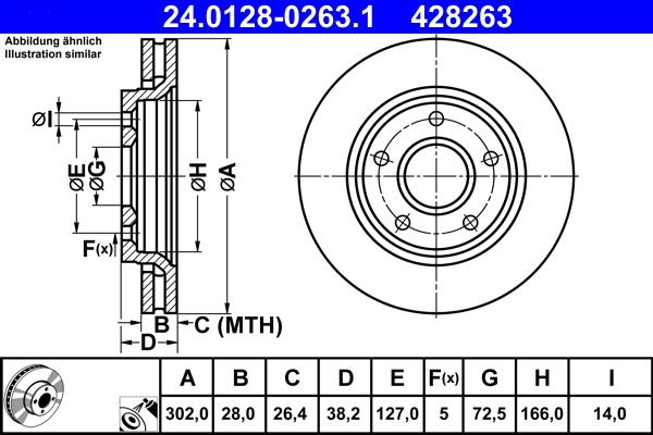 ATE 24.0128-0263.1 - Brake Disc autospares.lv