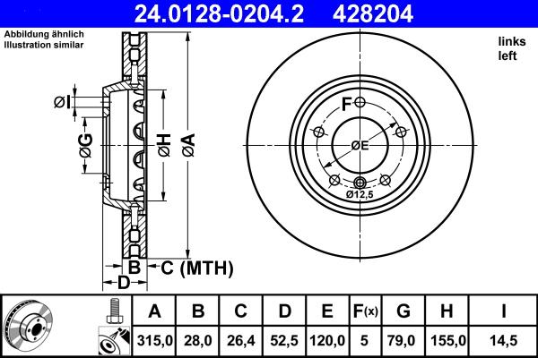 ATE 24.0128-0204.2 - Brake Disc autospares.lv