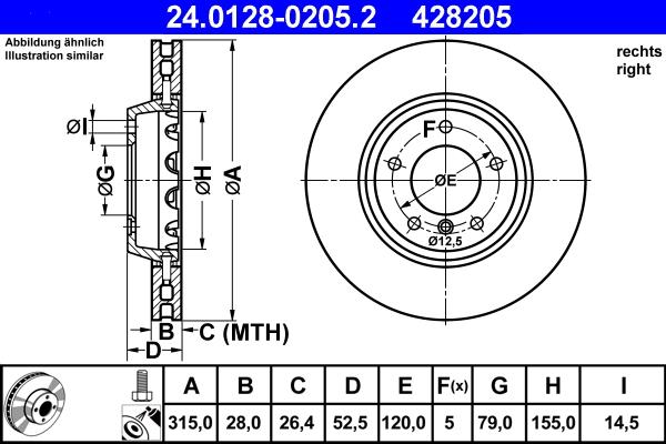 ATE 24.0128-0205.2 - Brake Disc autospares.lv