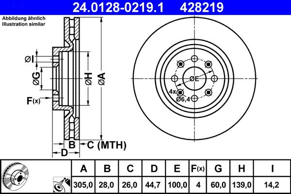 ATE 24.0128-0219.1 - Brake Disc autospares.lv