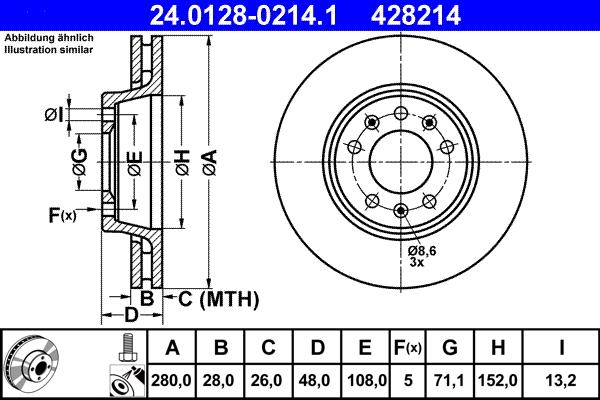 ATE 24.0128-0214.1 - Brake Disc autospares.lv