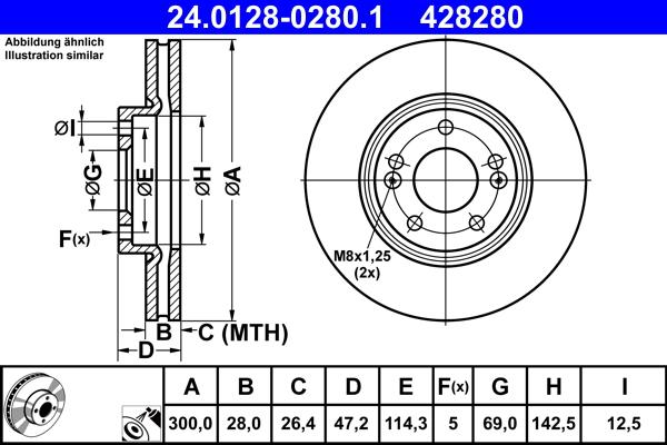 ATE 24.0128-0280.1 - Brake Disc autospares.lv