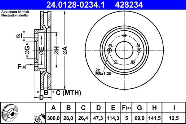 ATE 24.0128-0234.1 - Brake Disc autospares.lv