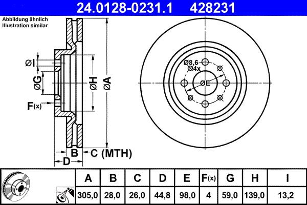 ATE 24.0128-0231.1 - Brake Disc autospares.lv