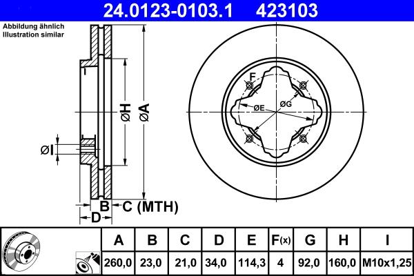 ATE 24.0123-0103.1 - Brake Disc autospares.lv