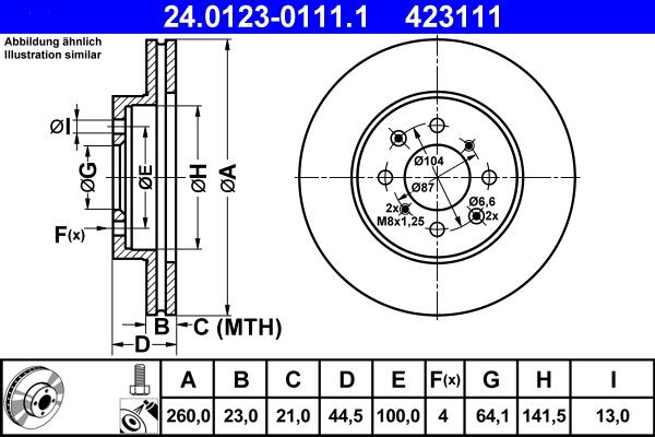 ATE 24.0123-0111.1 - Brake Disc autospares.lv