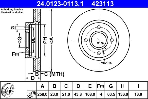 ATE 24.0123-0113.1 - Brake Disc autospares.lv